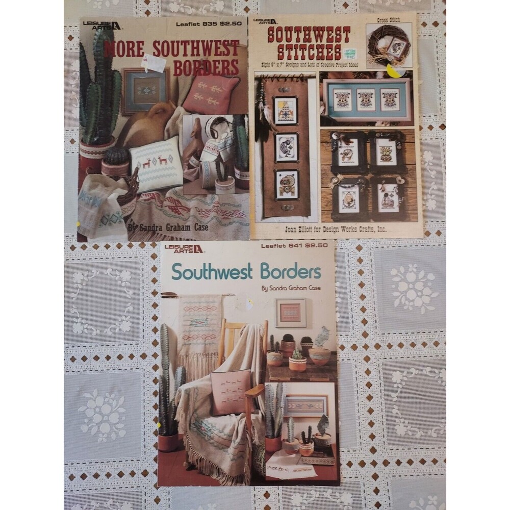Leisure Arts More Southwest Borders & Stitches Cross Stitch Vintage Books